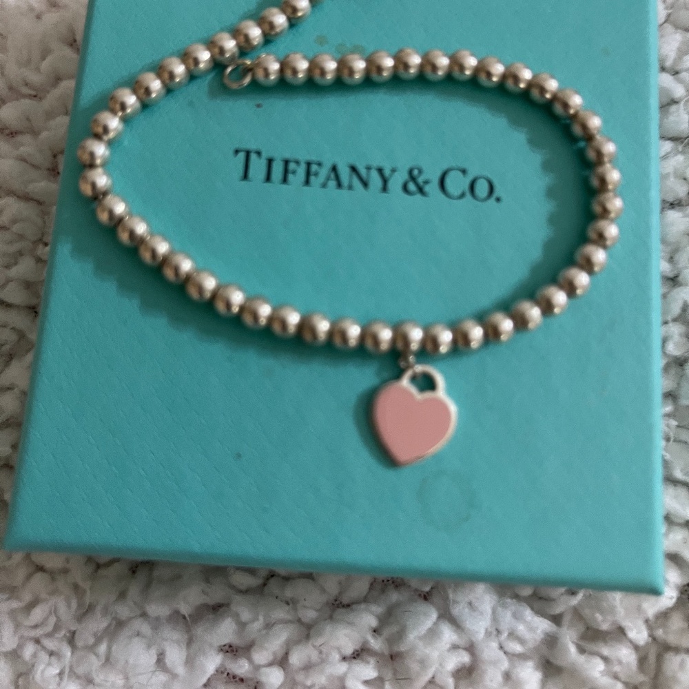 Tiffany & Co. Pink Heart Tag Bead Bracelet